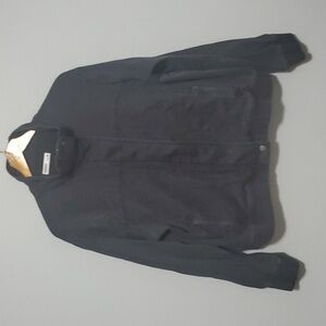 Sonoma jacket women's size xl black snap old school look hidden zipper elastic